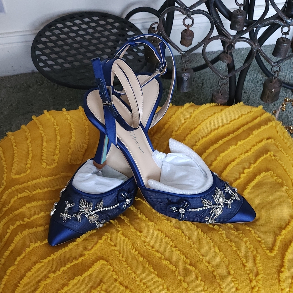 Elegant Betsey Johnson Blue Embellished Women's Heels